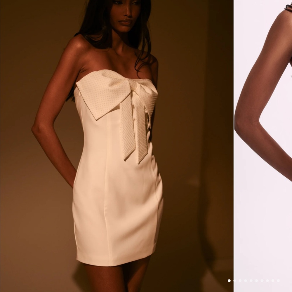 Meshki Saoirse Strapless Mini Dress with Diamante Bow
